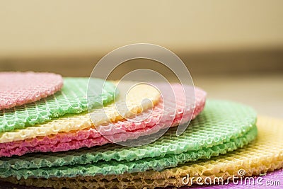 Colourfull waffles. Textured abstract background. Stock Photo