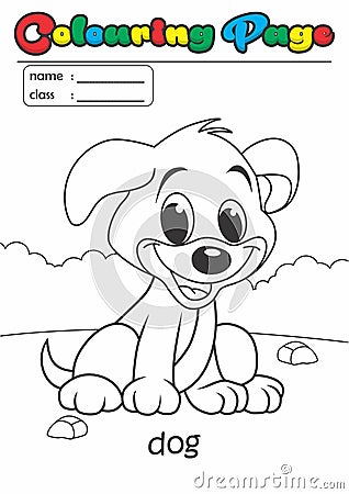 Colouring Page/ Colouring Book Dog. Grade easy suitable for kids Stock Photo