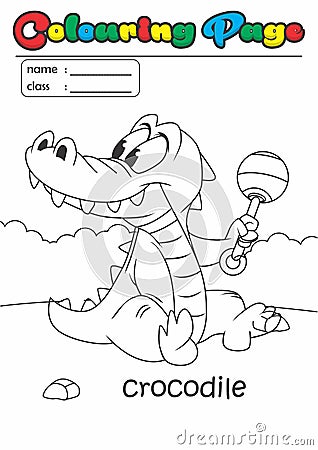 Colouring Page/ Colouring Book Crocodile. Grade easy suitable for kids Stock Photo