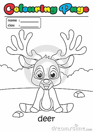 Colouring Page/ Colouring Book Deer. Grade easy suitable for kids Stock Photo