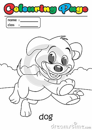 Colouring Page/ Colouring Book Dog. Grade easy suitable for kids Stock Photo