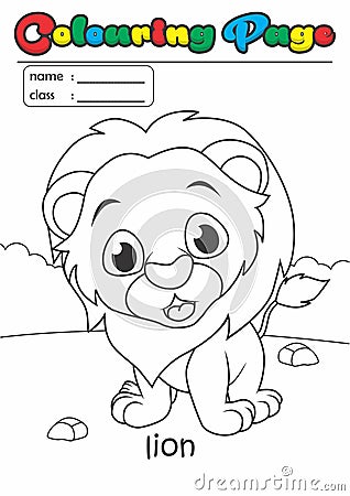 Colouring Page/ Colouring Book Lion. Grade easy suitable for kids Stock Photo