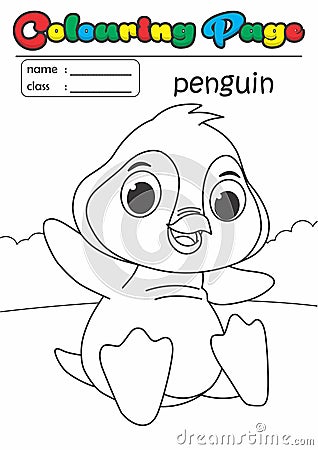 Colouring Page/ Colouring Book Penguin. Grade easy suitable for kids Stock Photo