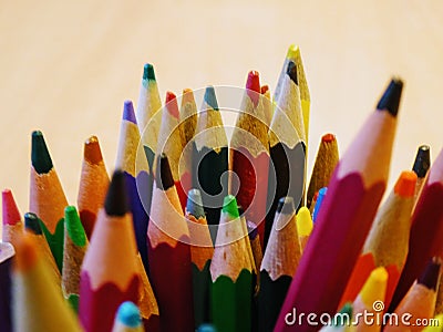 Colouring pencils. Drawing supplies. Stock Photo