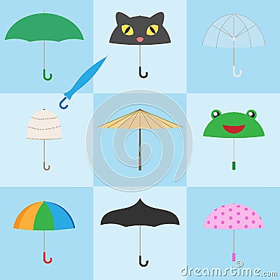 Colorful umbrella icons Vector Illustration