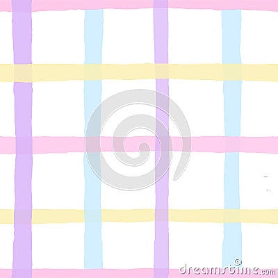 Colroful Hand-Drawn Cottagecore Plaid. Bright simple Vector Seamless Pattern. Artistic Cottagecore Checks Vector Illustration