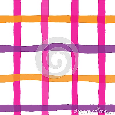 Colroful Hand-Drawn Cottagecore Plaid. Bright simple Vector Seamless Pattern. Artistic Cottagecore Checks Vector Illustration