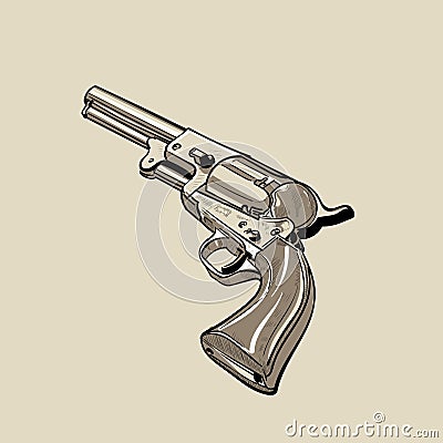 Colt Model 1848 Dragoon. Revolver. Digital sketch hand drawing vector. Vector Illustration