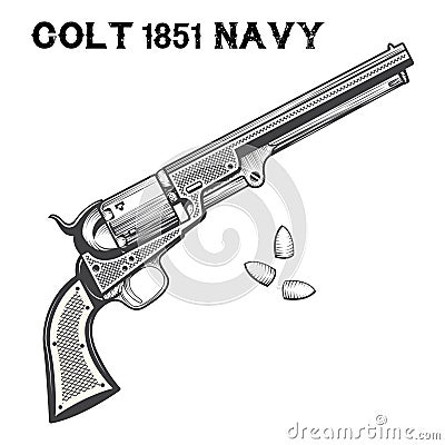 Colt Navi Revolver Vector Illustration