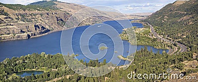 Columbia River Gorge from Rowena Crest Panorama Stock Photo