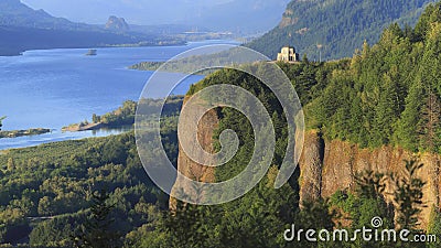 The Columbia River Gorge & Vista house. Stock Photo