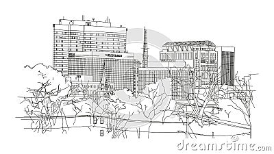 Columbia SC View On Downtown Vector Illustration