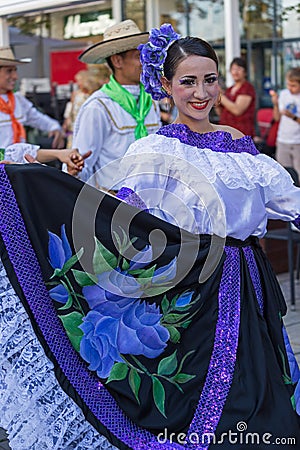 Columbian dancer in traditional costume 1 Editorial Stock Photo