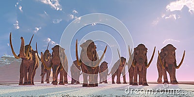 Columbian Mammoth Herd Stock Photo