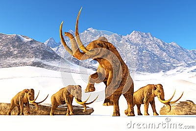 Columbian Mammoth Herd Stock Photo