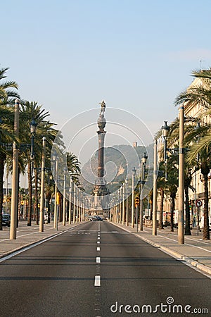 Columbus boulevard in Barcelona. Stock Photo
