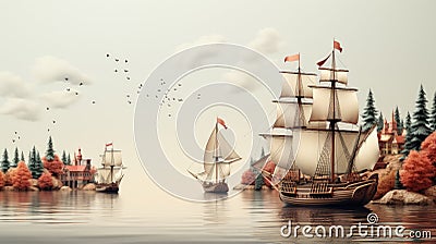 Columbus Day, Celebration commemorating the anniversary of Columbus arrival in America, which occurred on October 12 Stock Photo