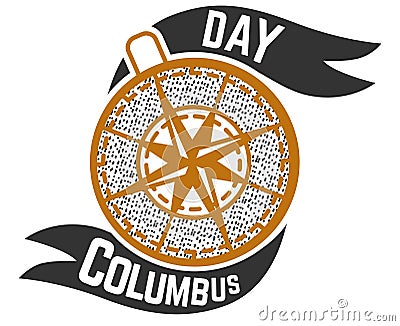 Columbus Day logo sign with compass symbol Vector Illustration
