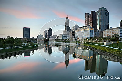 Columbus, Ohio at dusk Stock Photo