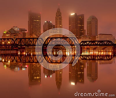 Columbus, Ohio Skyline at Sunrise Stock Photo