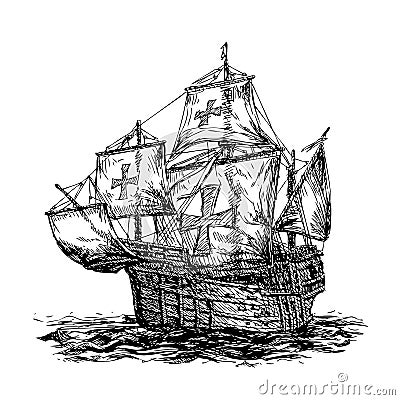 Columbus ship Vector Illustration