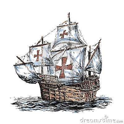 Columbus ship Vector Illustration