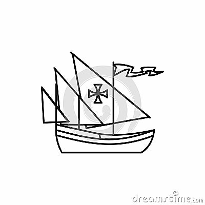 Columbus ship icon, outline style Vector Illustration