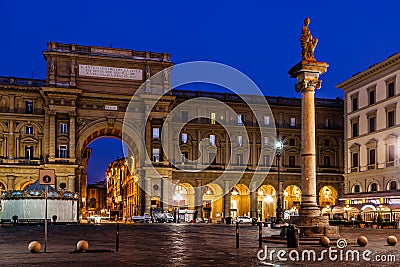 The Column of Abundance in the Piazza della Repubblica Stock Photo