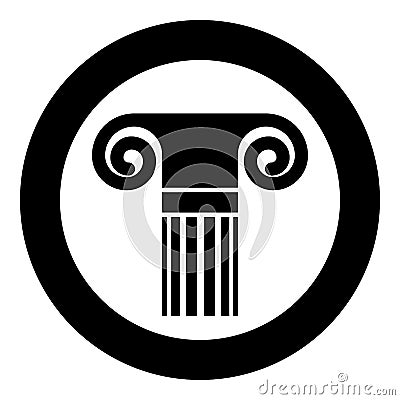 Column ancient style Antique classical column architecture element Pillar Greek roman column icon in circle round black color Vector Illustration