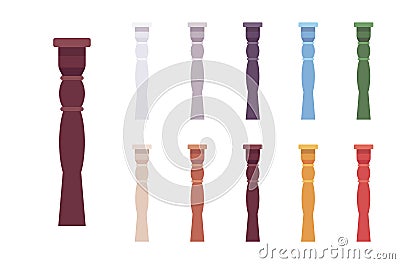 Column baluster bright color set Vector Illustration