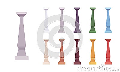 Column baluster colored set Vector Illustration