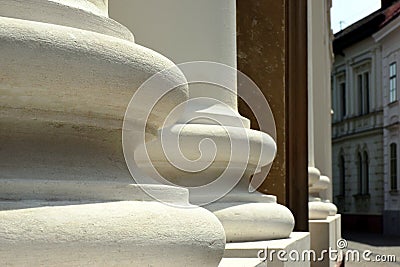 column base closeup in classic Greek order. diminishing perspective view. ancient architectural stile Stock Photo