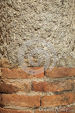 Column made of bricks and cement grout at Merida Stock Photo