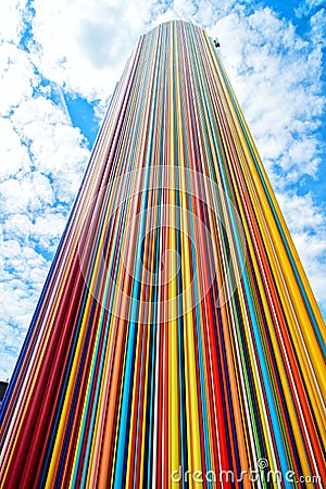 Column made from colorlul lines Stock Photo