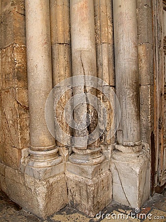 Column of Sacred Fire in Church of the Resurrection. Jerusalem, Israel Stock Photo