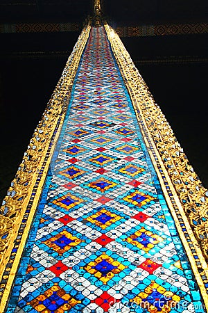 The column of the Temple of the Emerald Buddha. Thailand Stock Photo