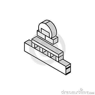 columnar foundation isometric icon vector illustration Vector Illustration