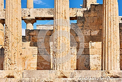 Columns of ancient temple of Aphaea Stock Photo
