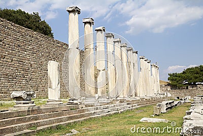 The columns of the Asklepion of Pergamum, Bergama Stock Photo