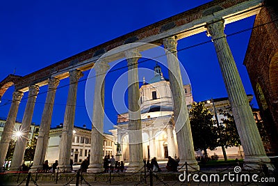 Columns and Basilica of San Lorenzo in Milan Stock Photo