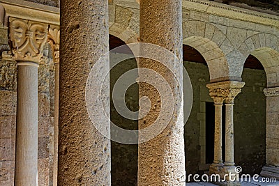 Columns of Cloister of Saint-Andre-le-Bas in Vienne, France Editorial Stock Photo