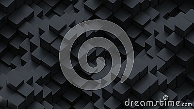 Columns of 3d cubes move in waves. Design. Wave oscillations of cubic 3d columns. 3D columns move in waves on surface of Stock Photo