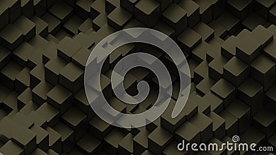 Columns of 3d cubes move in waves. Design. Wave oscillations of cubic 3d columns. 3D columns move in waves on surface of Stock Photo