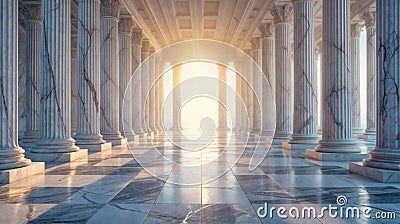 Columns and empty corridor inside the stone temple Stock Photo