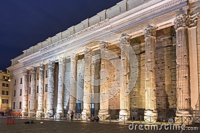 Columns of Hadrian Temple at Piazza Di Pietra in Rome, Italy Stock Photo