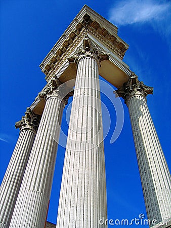 UNESCO World Heritage, Archaeological Park Xanten, Soaring Roman Columns of Harbour Temple, North Rhine-Westphalia, Germany Stock Photo