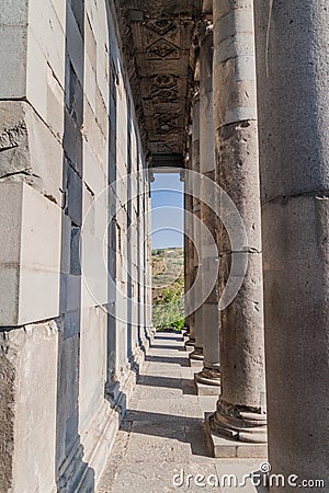 Columns of the hellenic-style temple Garni in Armen Stock Photo