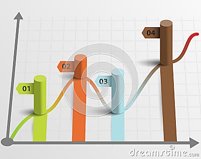 Columns infographics template data presentation indicators. Vector Illustration