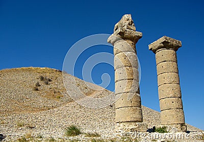 Columns of Karakus Tumulus in Turkey Stock Photo