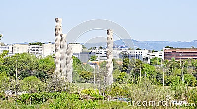 Columns of knowledge in the Autonomous University of Barcelona, Cerdanyola, Barcelona Stock Photo